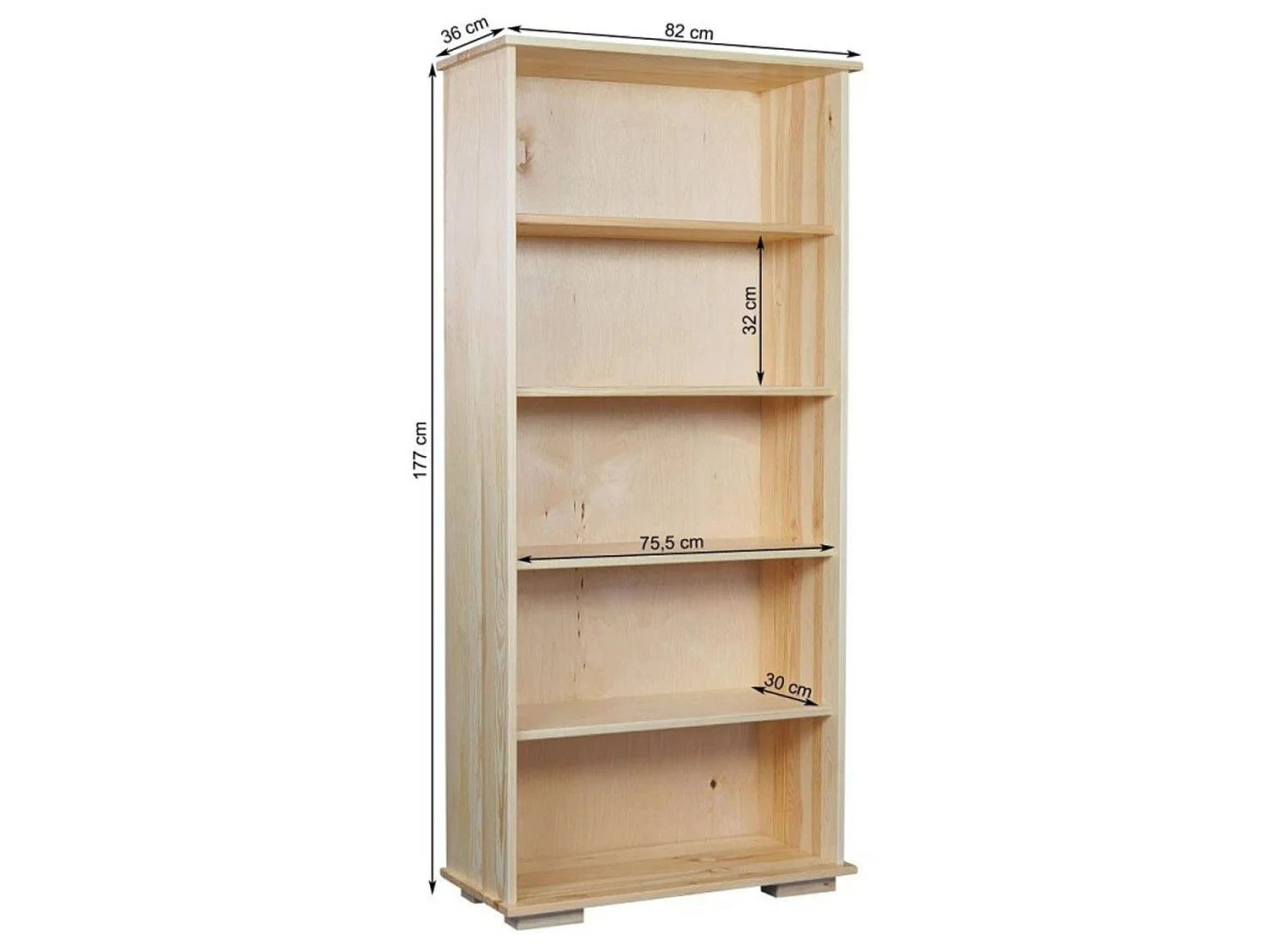 Bibliothèque en bois 177x82 cm Modern II avec étagères, couleur pin