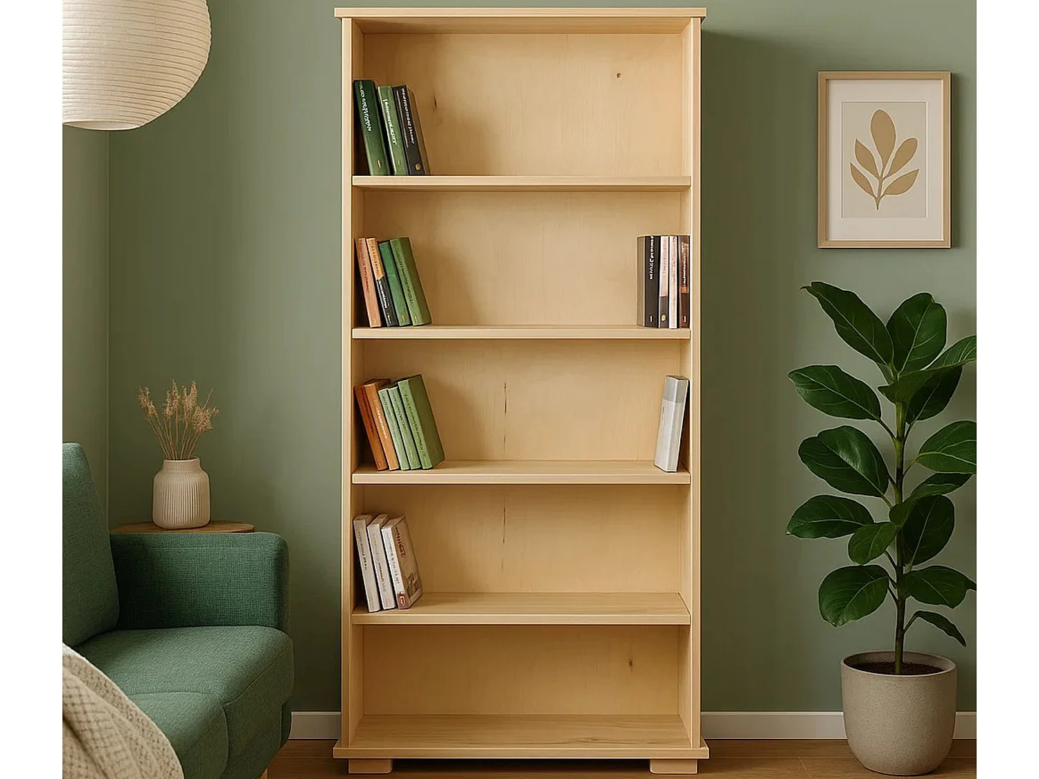 Bibliothèque en bois 177x82 cm Modern II avec étagères, couleur pin