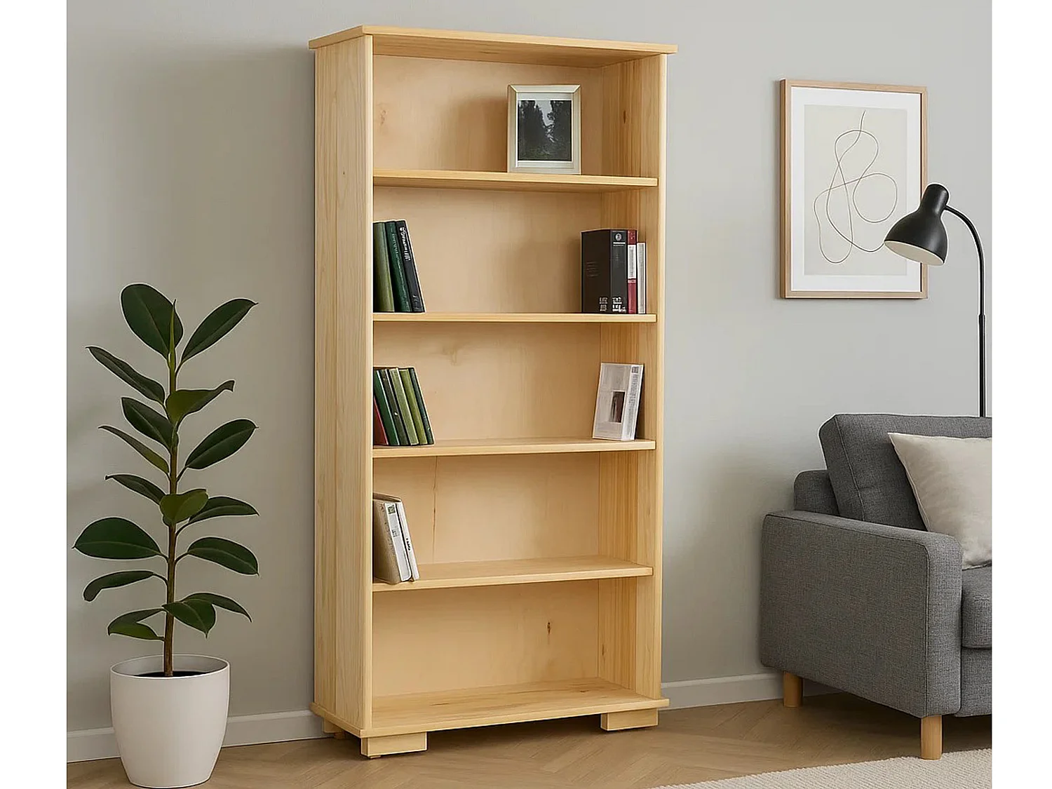 Bibliothèque en bois 177x82 cm Modern II avec étagères, couleur pin