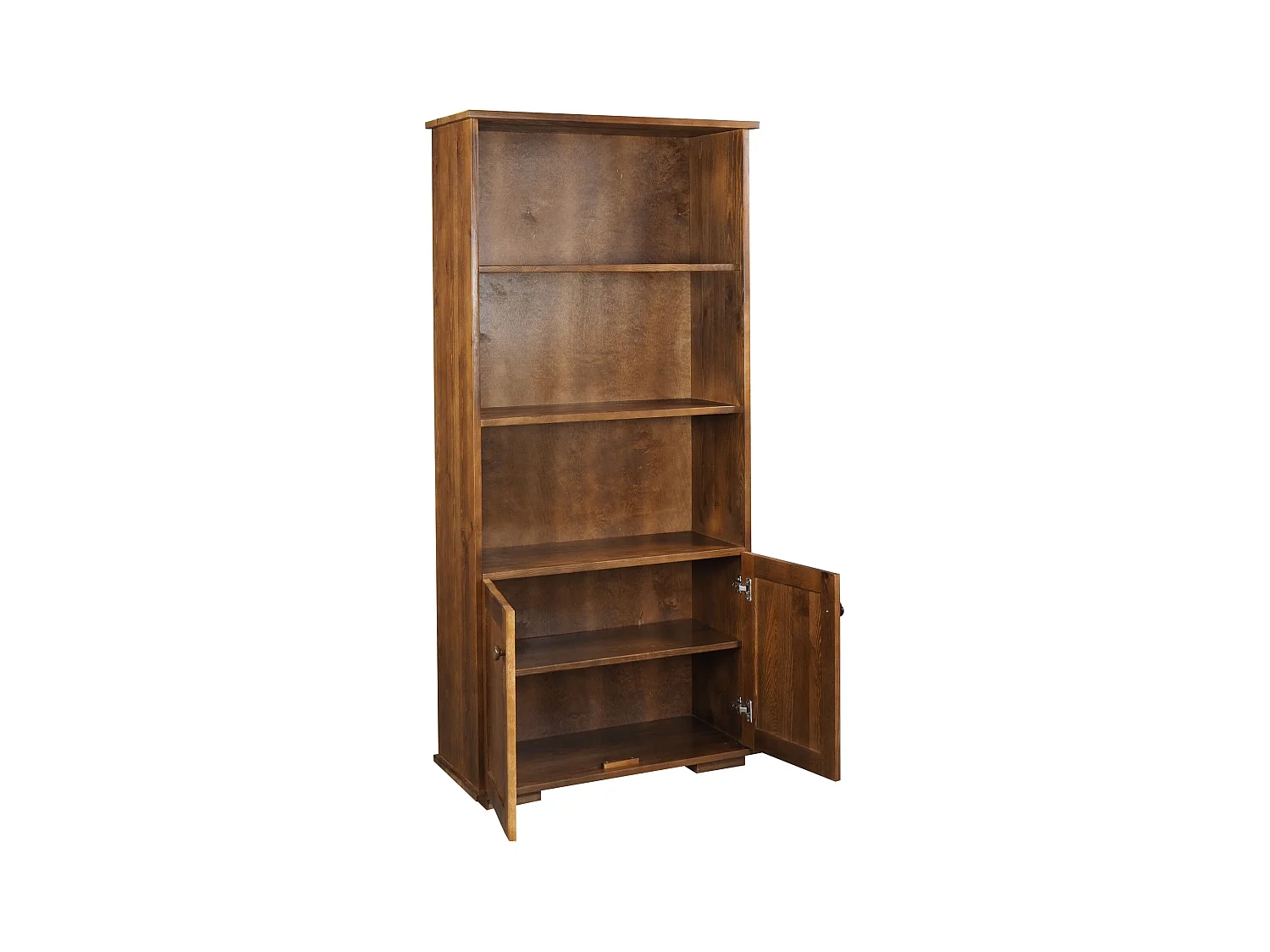 Bibliothèque en bois avec portes et étagères Modern III, coloris châtaigne