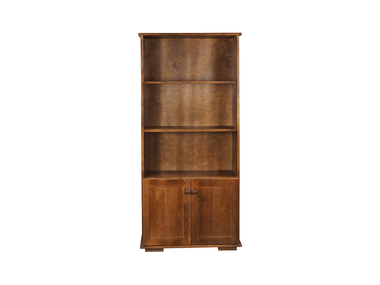 Regał drewniany z drzwiczkami i półkami Modern III, kolor kasztan