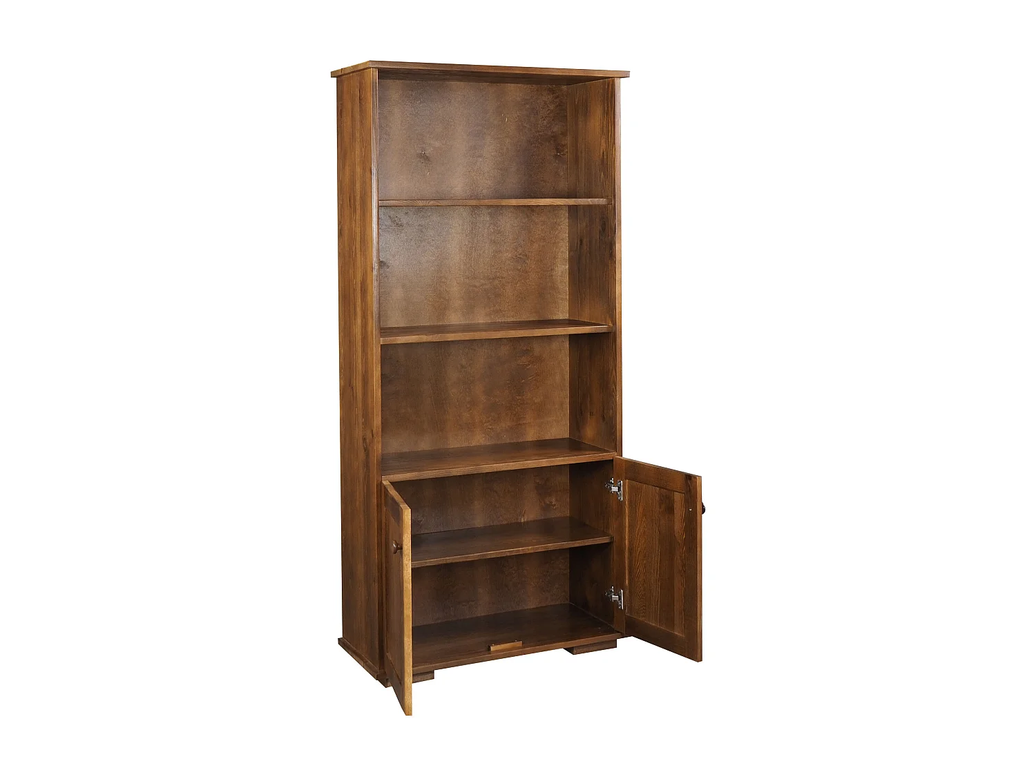 Houten boekenkast met deuren en legplanken Modern III, kleur kastanje