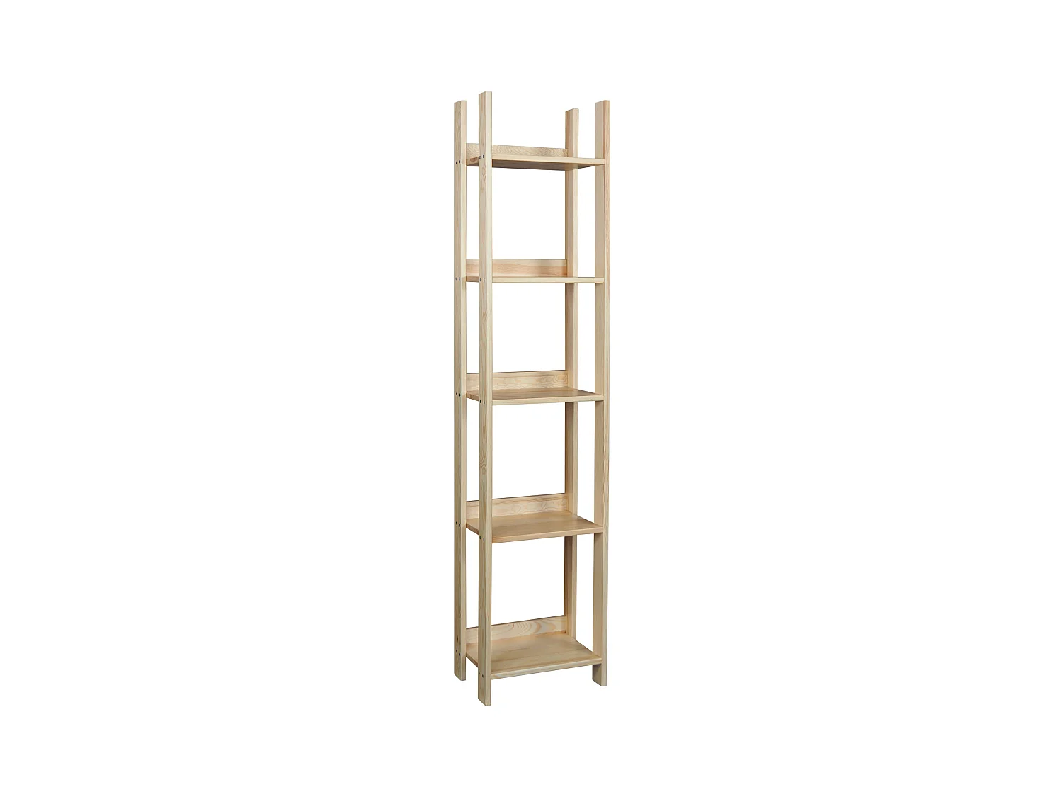 Bibliothèque en bois 200 x 45 cm ajourée, 5 étagères, couleur pin