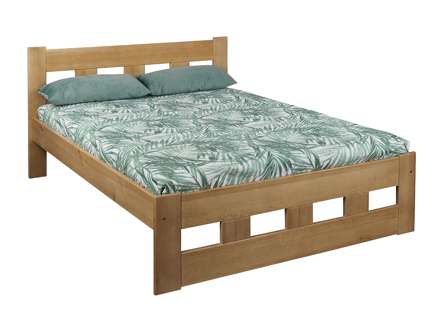 Lit 140x200 en bois Bond, couleur chêne