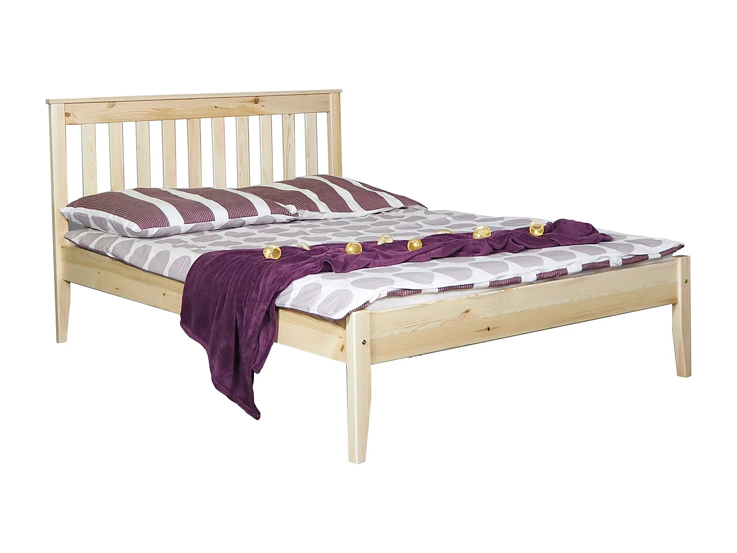 Lit 120x200 en bois de Gres, couleur pin