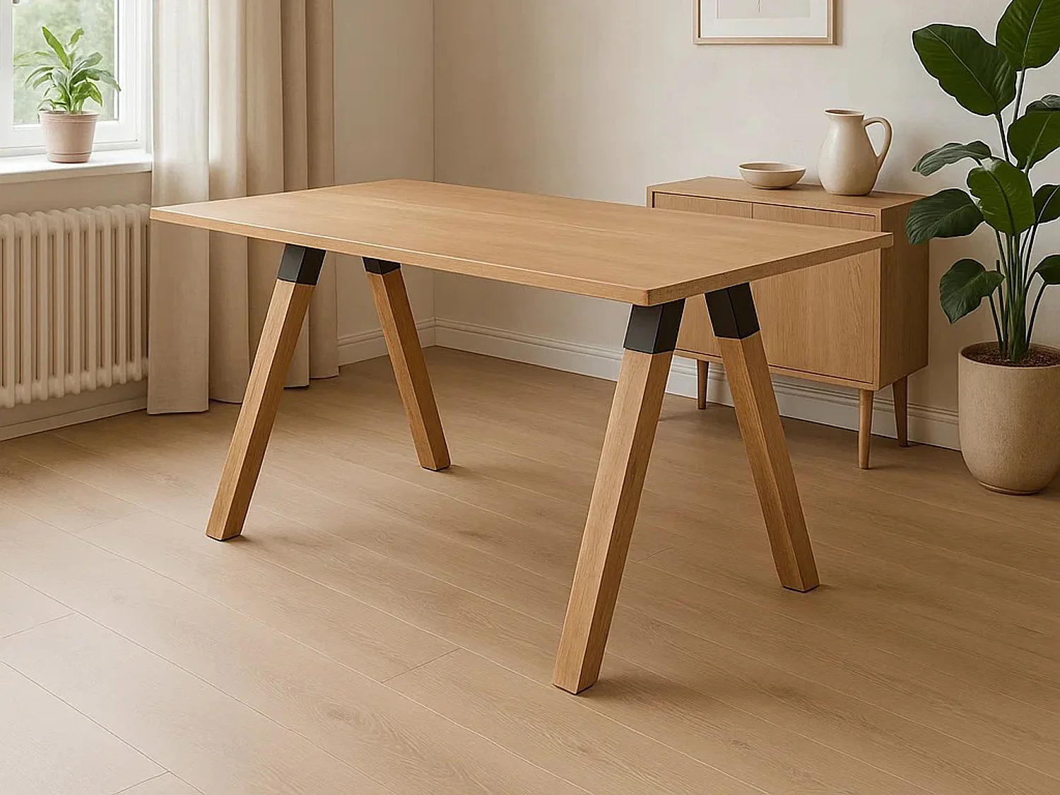 Table Urban black 160 x 80 cm en bois, coloris chêne