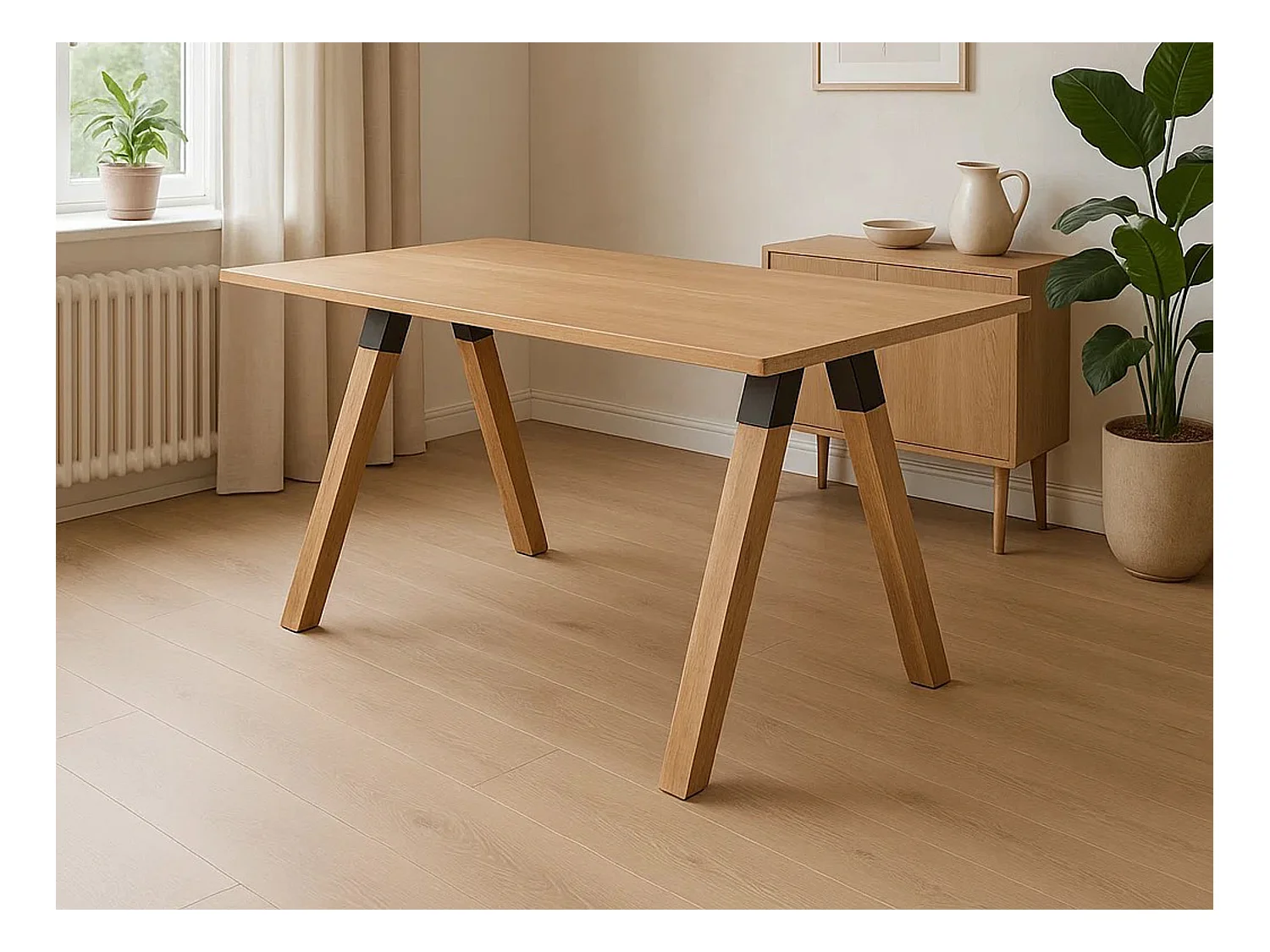 Table Urban black 140 x 80 cm en bois, coloris chêne