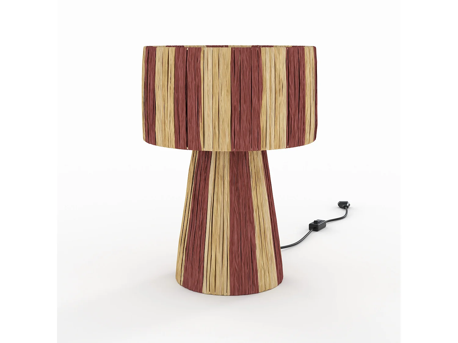 Lampe rayée terracotta en feuille de palmier - Soléa