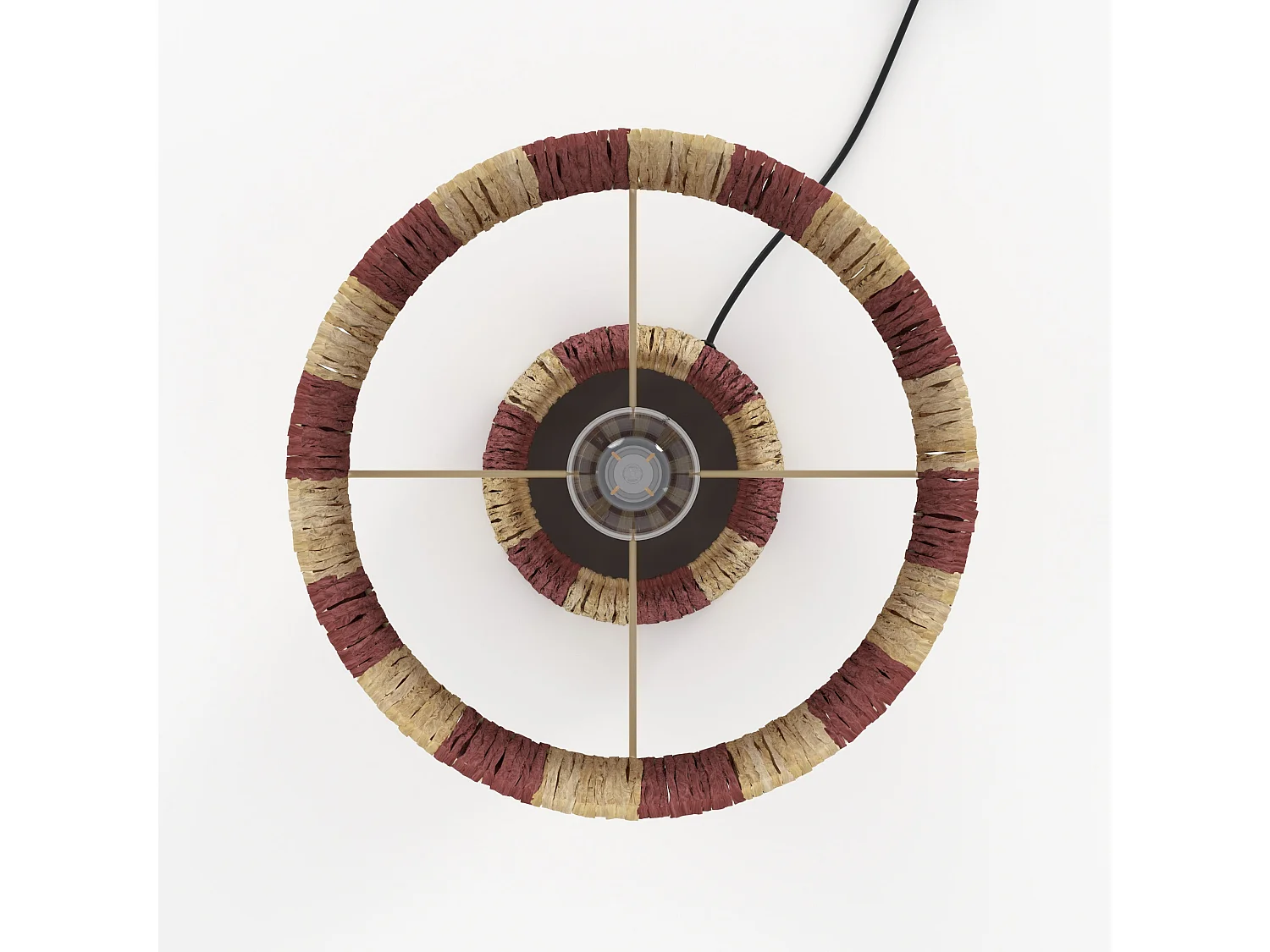 Lampe rayée terracotta en feuille de palmier - Soléa