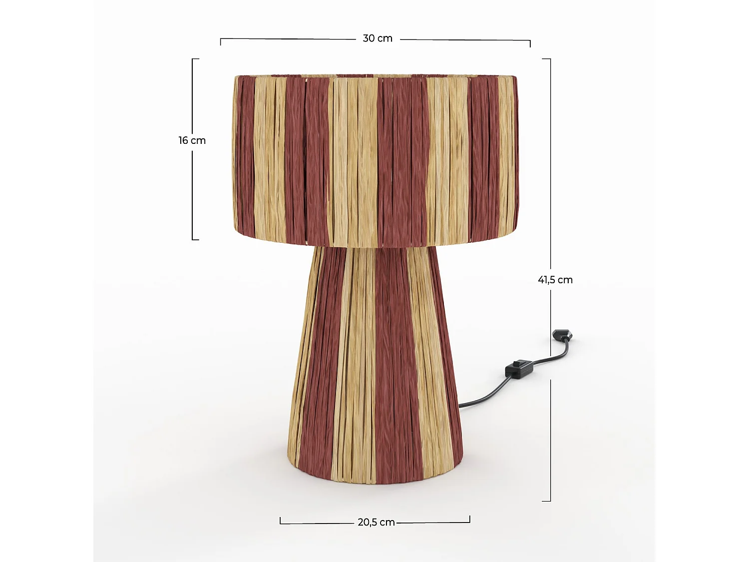 Lampe rayée terracotta en feuille de palmier - Soléa