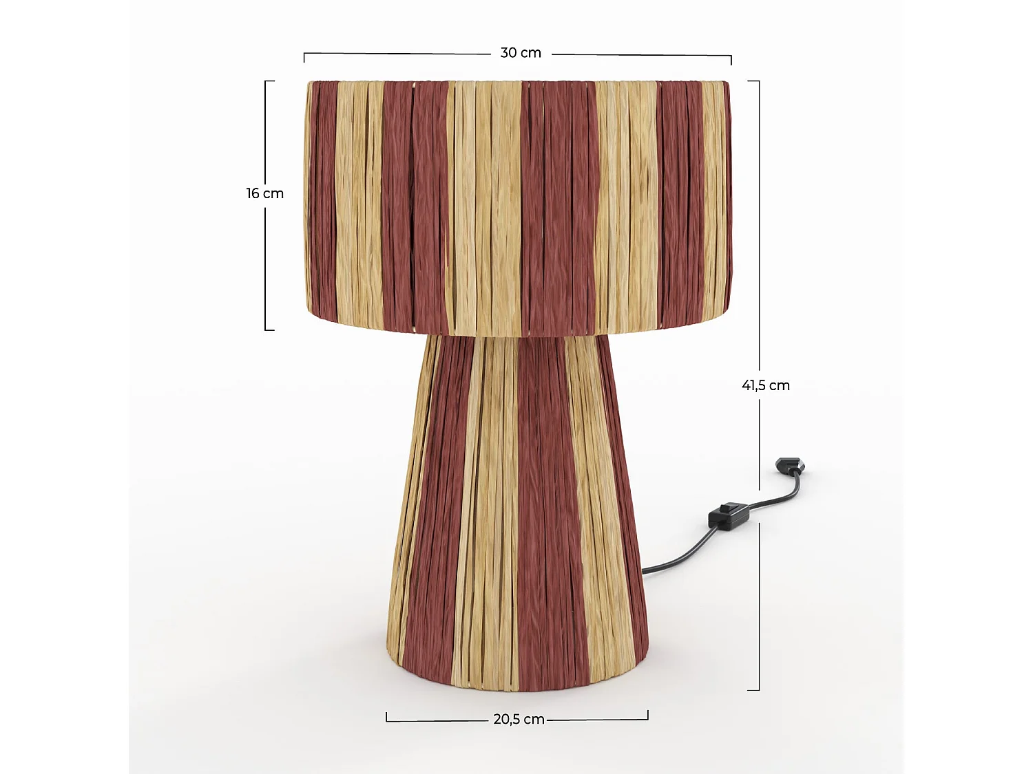 Lampe rayée terracotta en feuille de palmier - Soléa