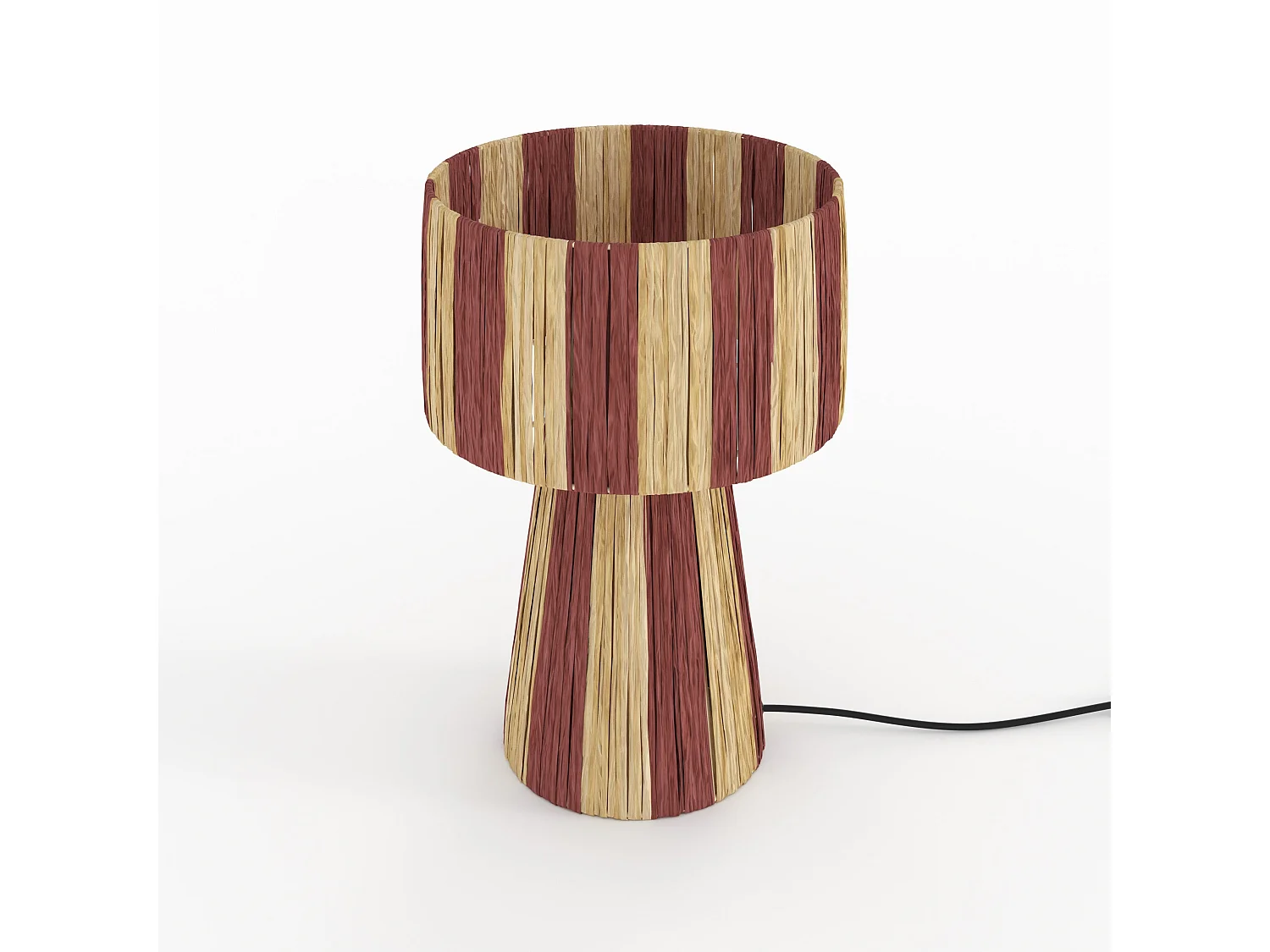 Lampe rayée terracotta en feuille de palmier - Soléa