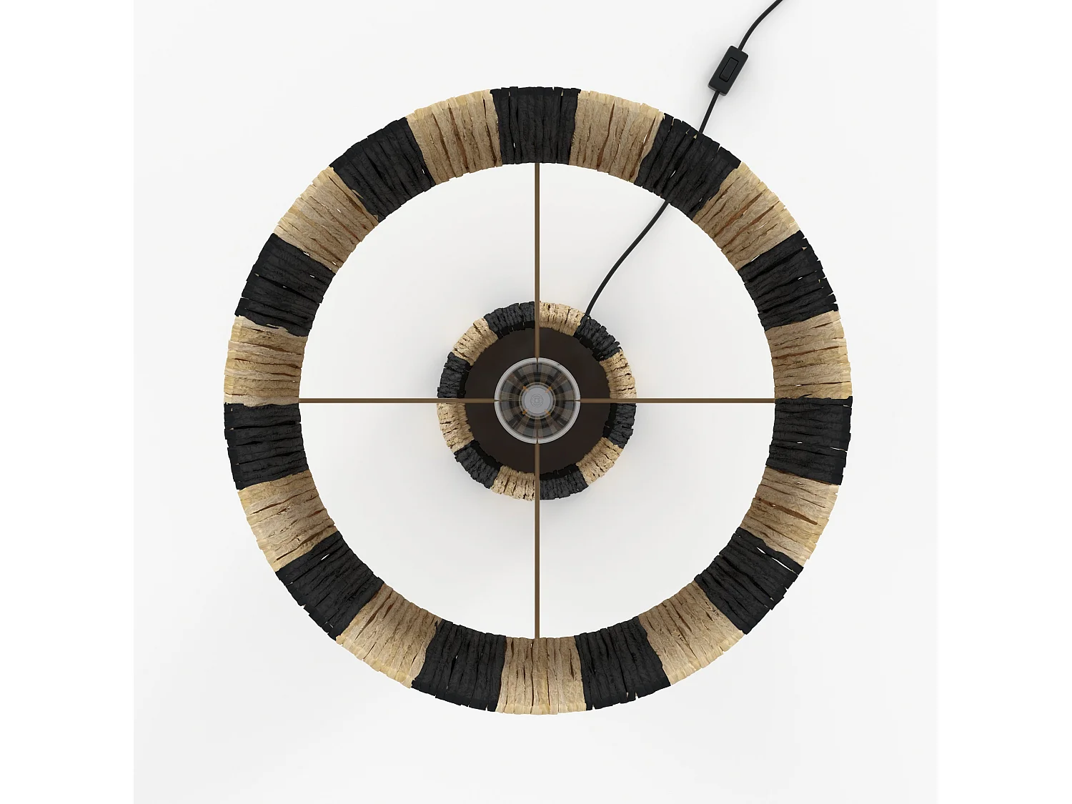 Grande lampada a strisce nere in foglia di palma - Soléa