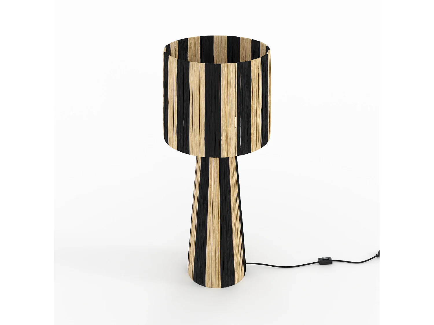 Grande lampada a strisce nere in foglia di palma - Soléa