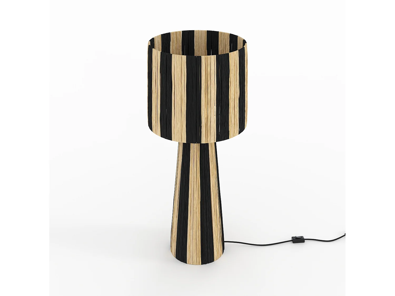 Grande lampada a strisce nere in foglia di palma - Soléa