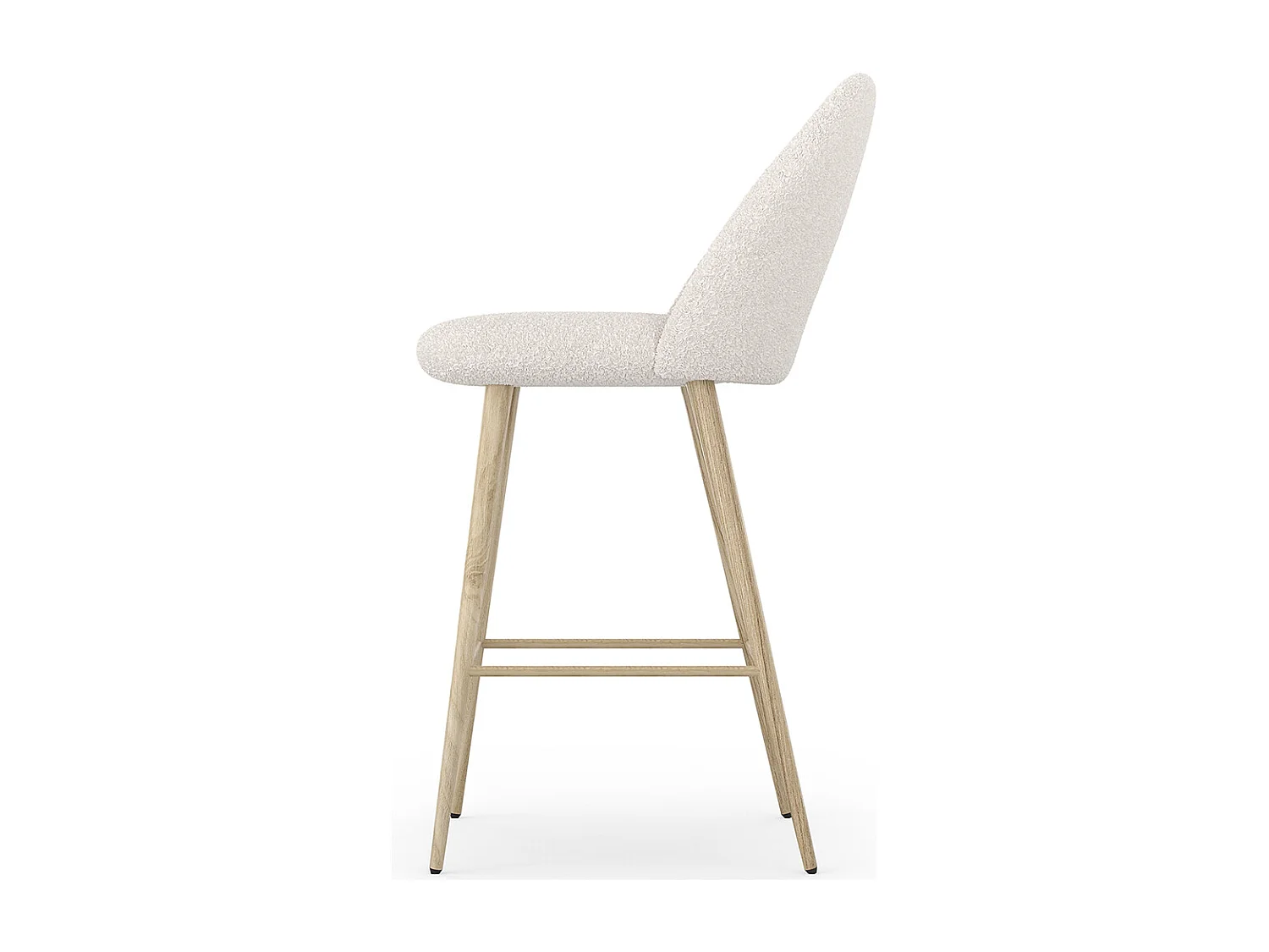 Tabouret En Bouclette Fausse Fourrure Tapissée - Boucles Blanches - Design scandinave - 66cm - Evelyne Blanc