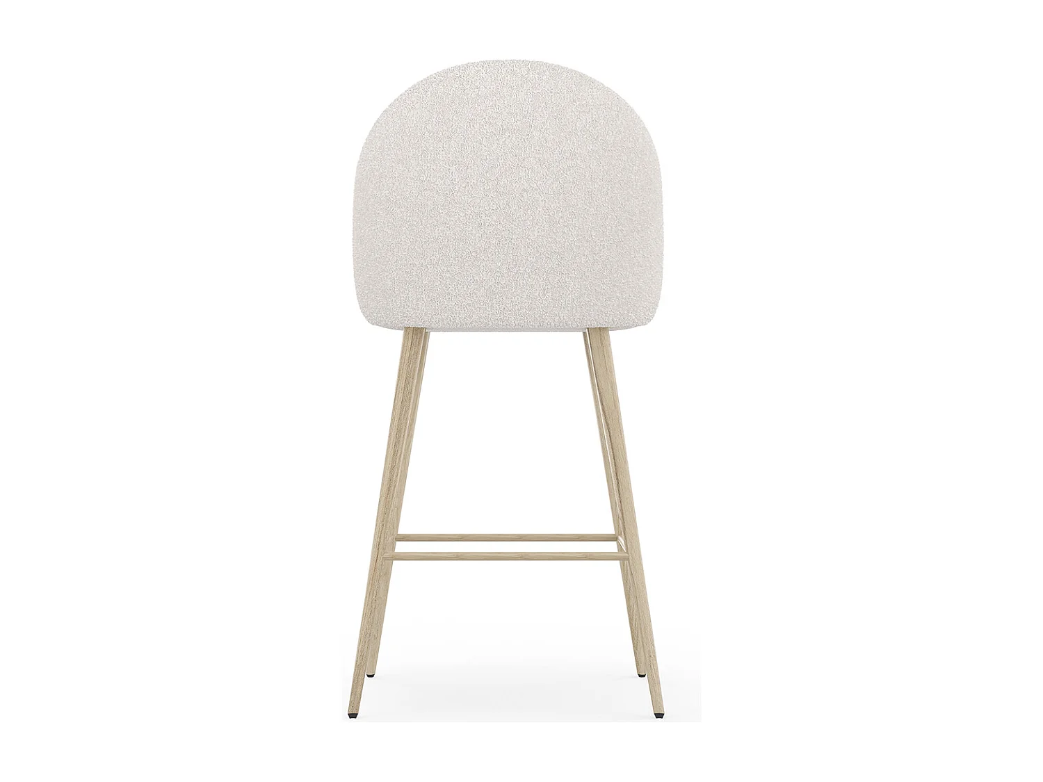 Tabouret En Bouclette Fausse Fourrure Tapissée - Boucles Blanches - Design scandinave - 66cm - Evelyne Blanc