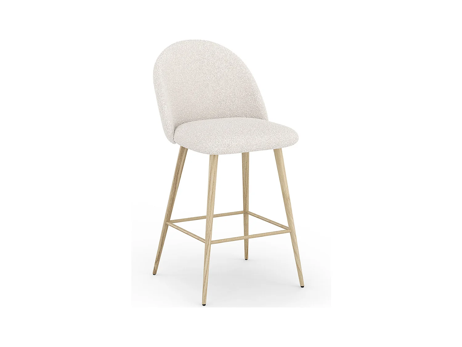 Hocker gepolstert mit Bouclé-Stoff - Skandinavisches Design - 66cm - Evelyne