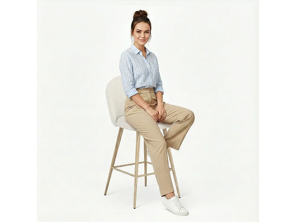 Tabouret En Bouclette Fausse Fourrure Tapissée - Boucles Blanches - Design scandinave - 66cm - Evelyne Blanc