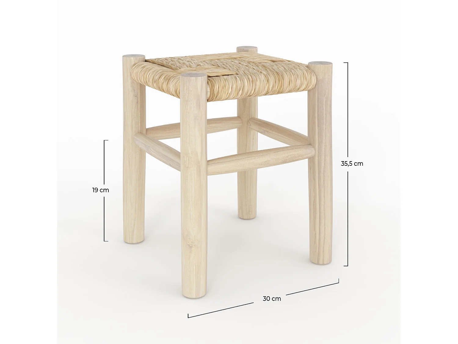 Tabouret en branche de teck H35,5 cm - Popa