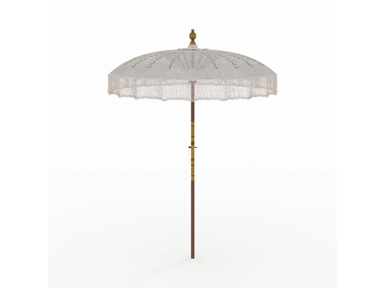 Parasol en bois de cocotier et macramé - Fakélé