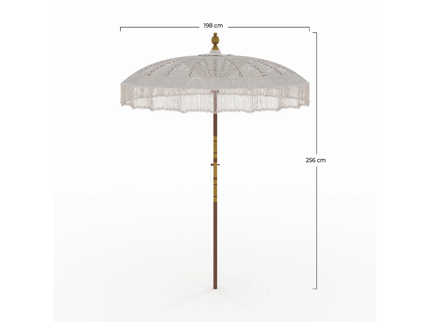 Parasol en bois de cocotier et macramé - Fakélé
