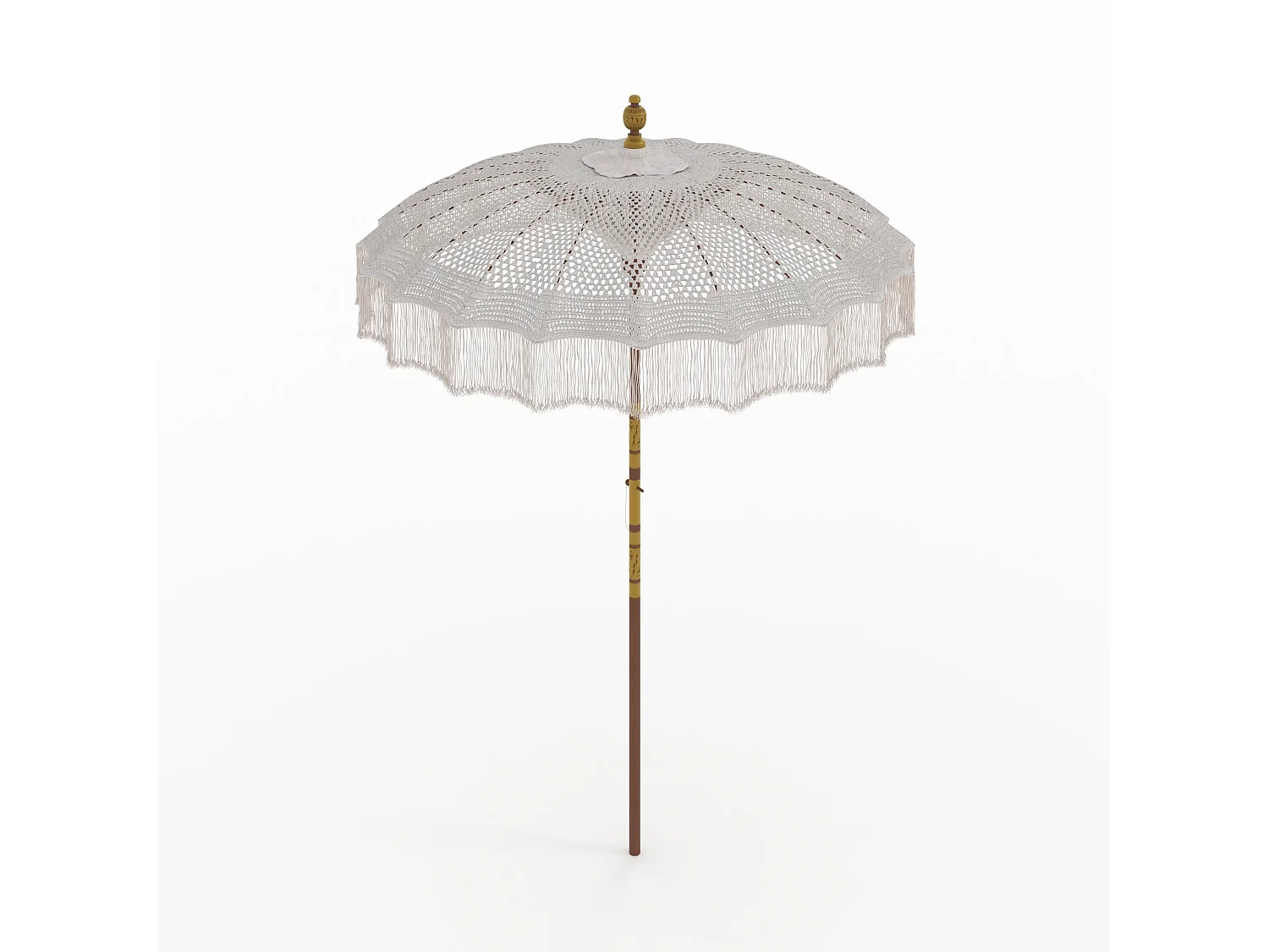 Parasol en bois de cocotier et macramé - Fakélé