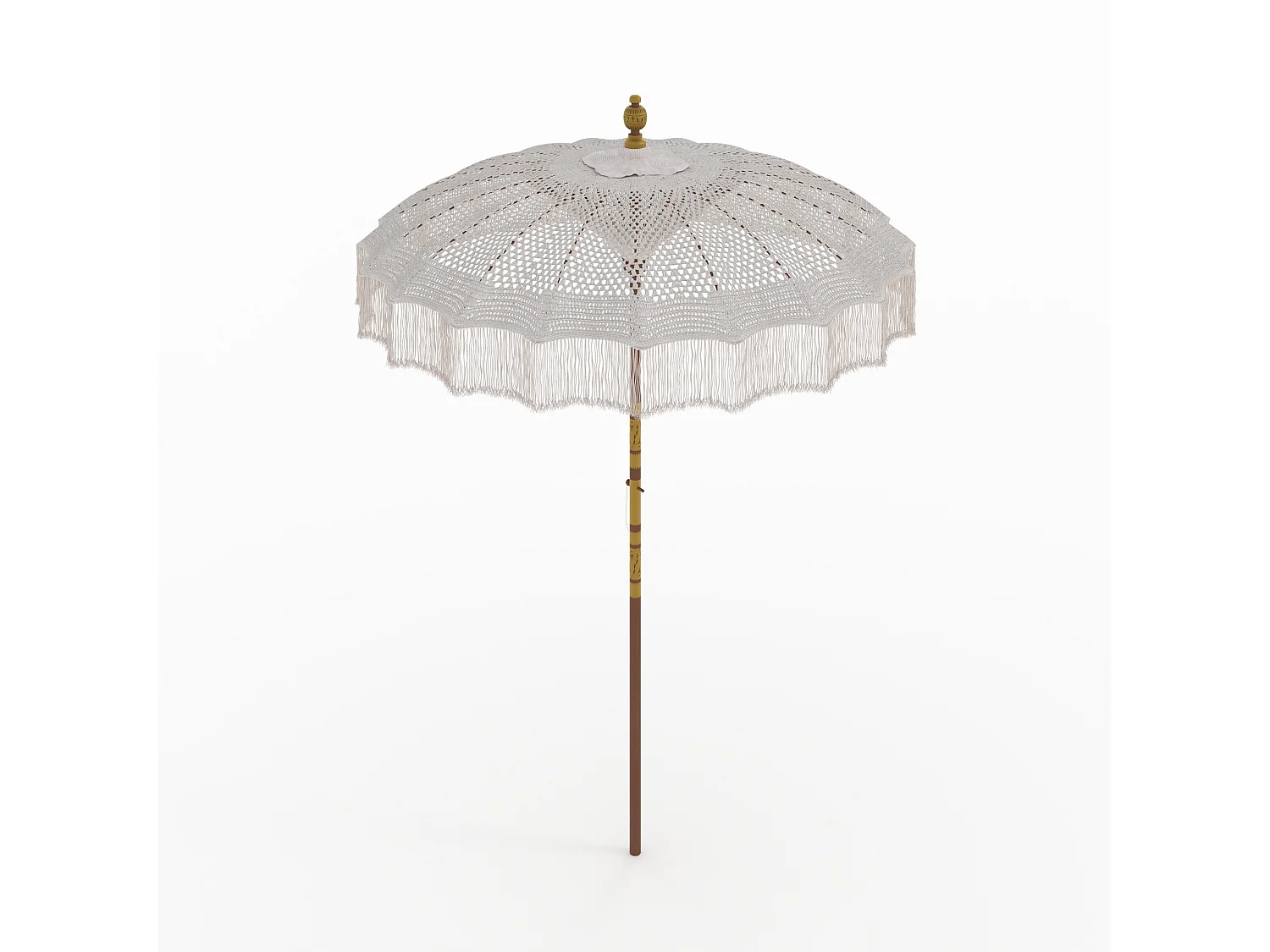 Parasol en bois de cocotier et macramé - Fakélé