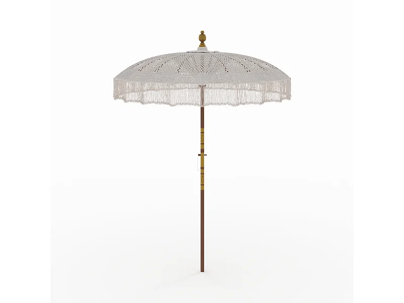 Parasol en bois de cocotier et macramé - Fakélé