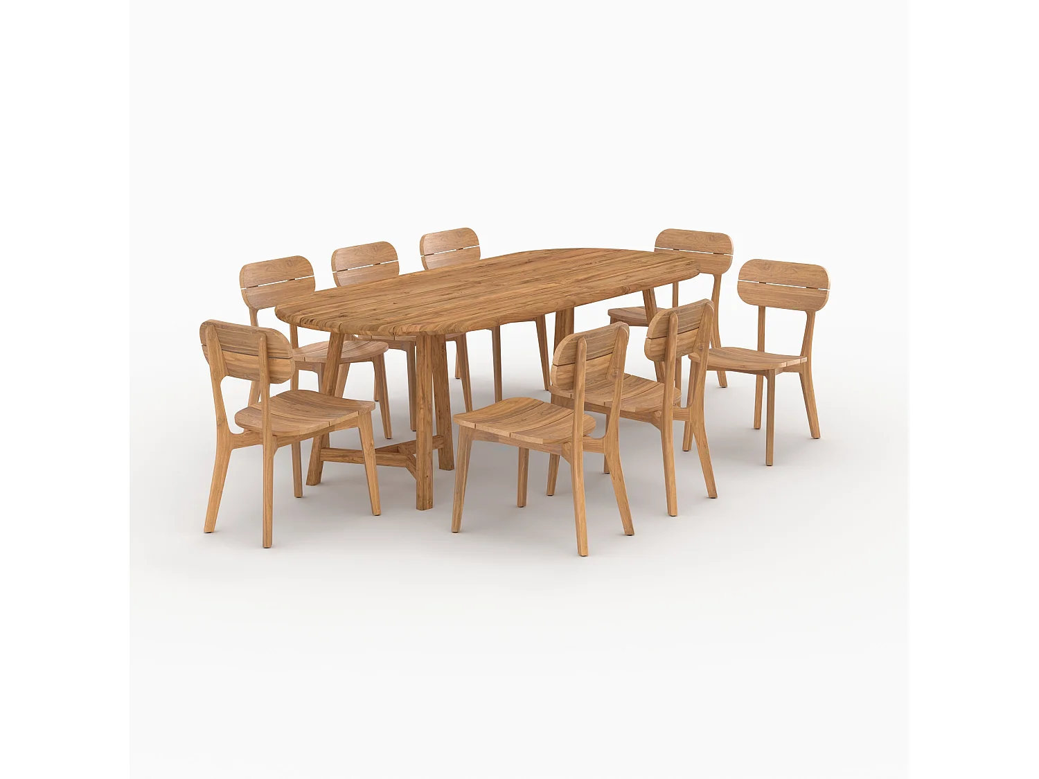 Table et chaises de jardin 8 personnes en bois - Bora
