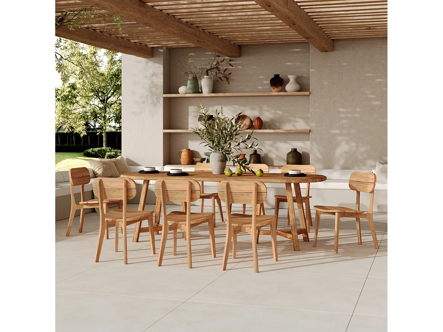 Table et chaises de jardin 8 personnes en bois - Bora