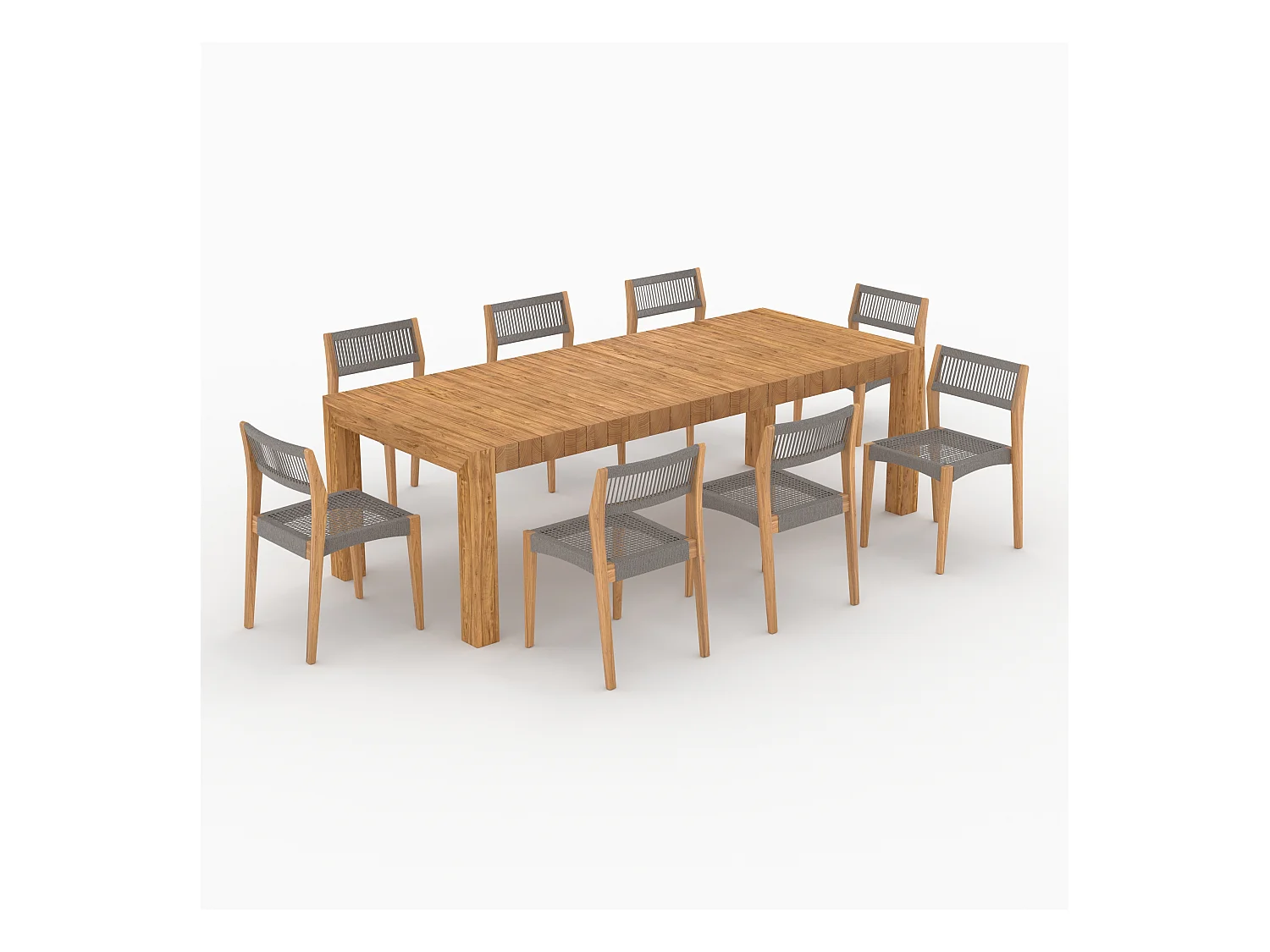 Table et chaises de jardin 8 personnes en bois - Zia