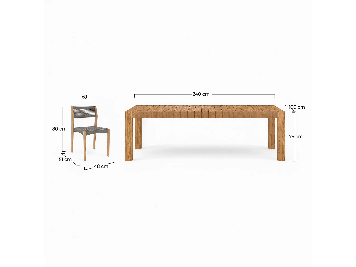 Set da giardino per 8 persone in legno - Zia