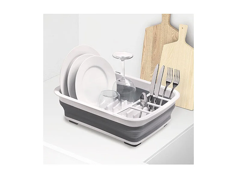 Égouttoir Vaisselle Pliable Rayen - PVC Libre de BPA - Gris/Blanc - 2301.01