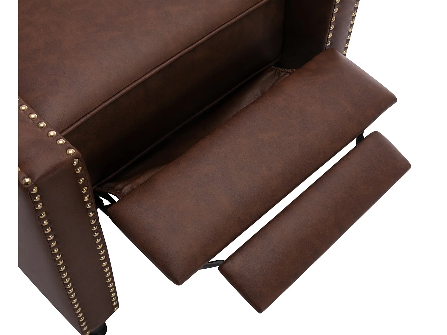 Sillón Relax con sistema Push-Back, ajuste sin botones y reposapiés integrado - PVC, cuero y madera maciza