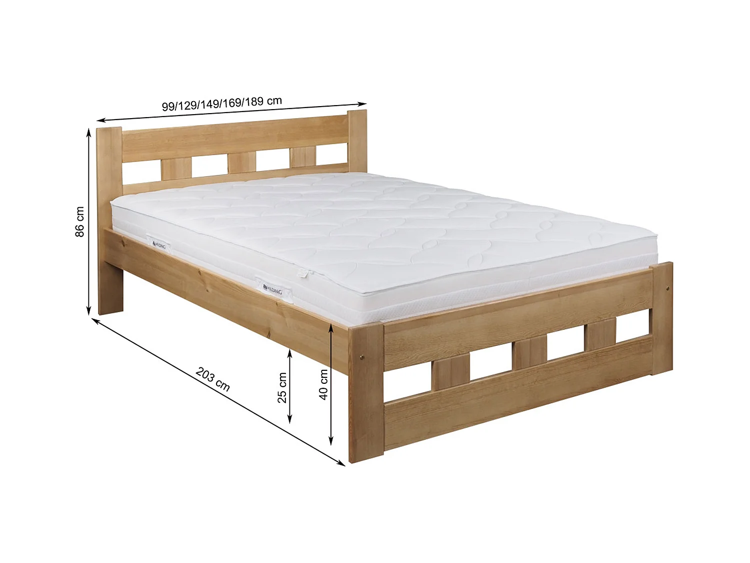 Łóżko 160x200 drewniane Bond, kolor dębowy