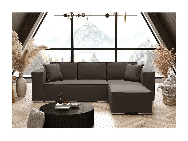 AX LIVING Canapé d'angle convertible marron, Vinoria, en L, 255 cm D