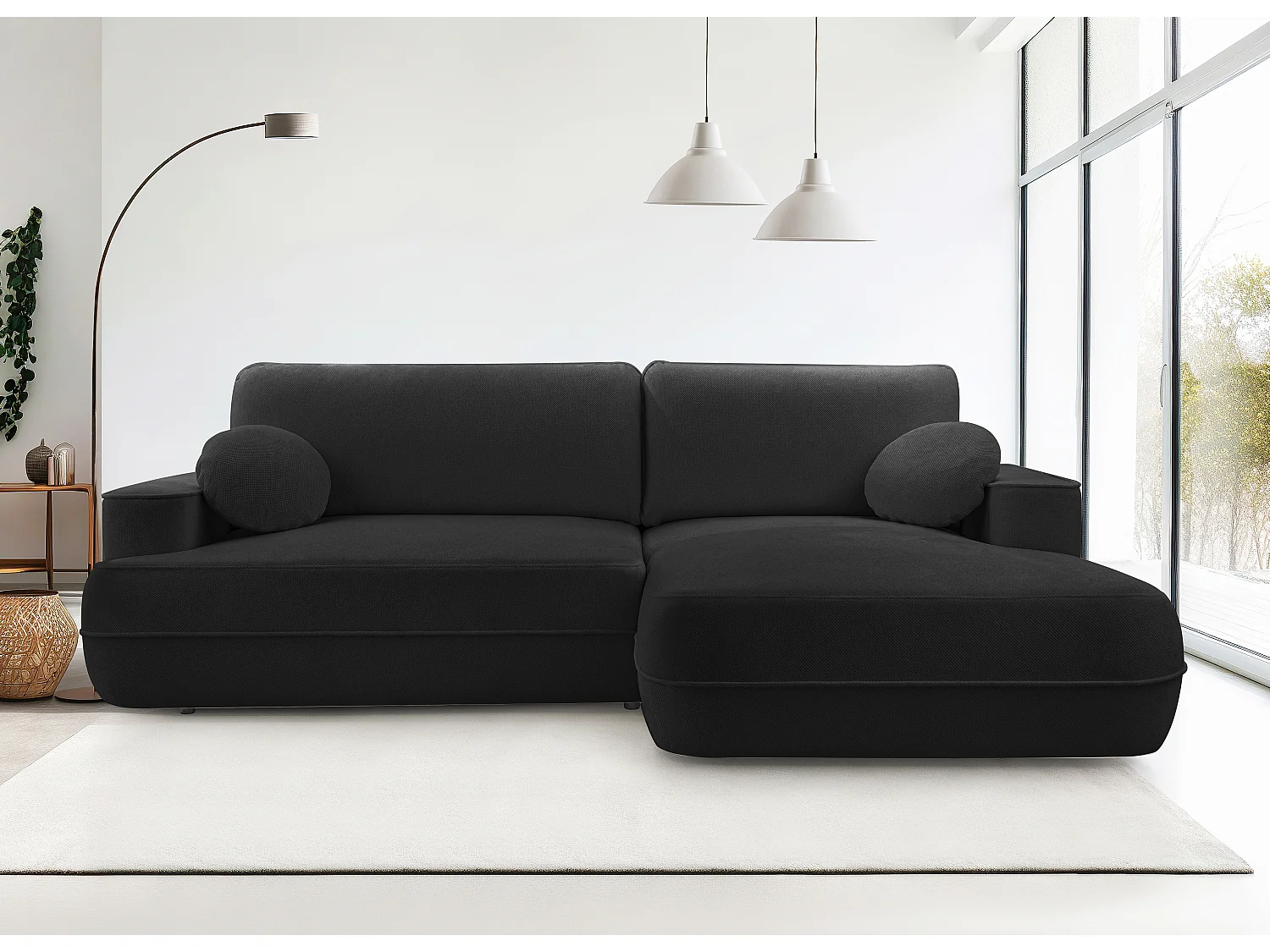 AX LIVING Ecksofa mit Schlaffunktion Peoni 267 cm elegantes Schwarz R