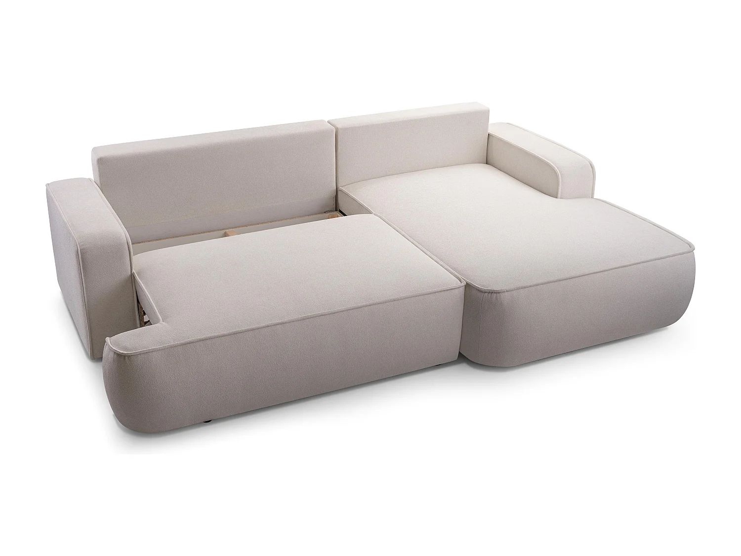 AX LIVING Ablia Sofa L Form mit Schlaffunktion Creme Ecksofa 267 cm R