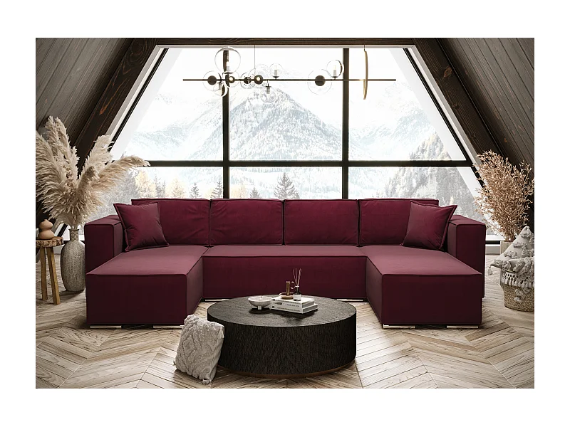 AX LIVING Ecksofa mit Schlaffunktion Vinoria U-Form 327 cm bordeaux