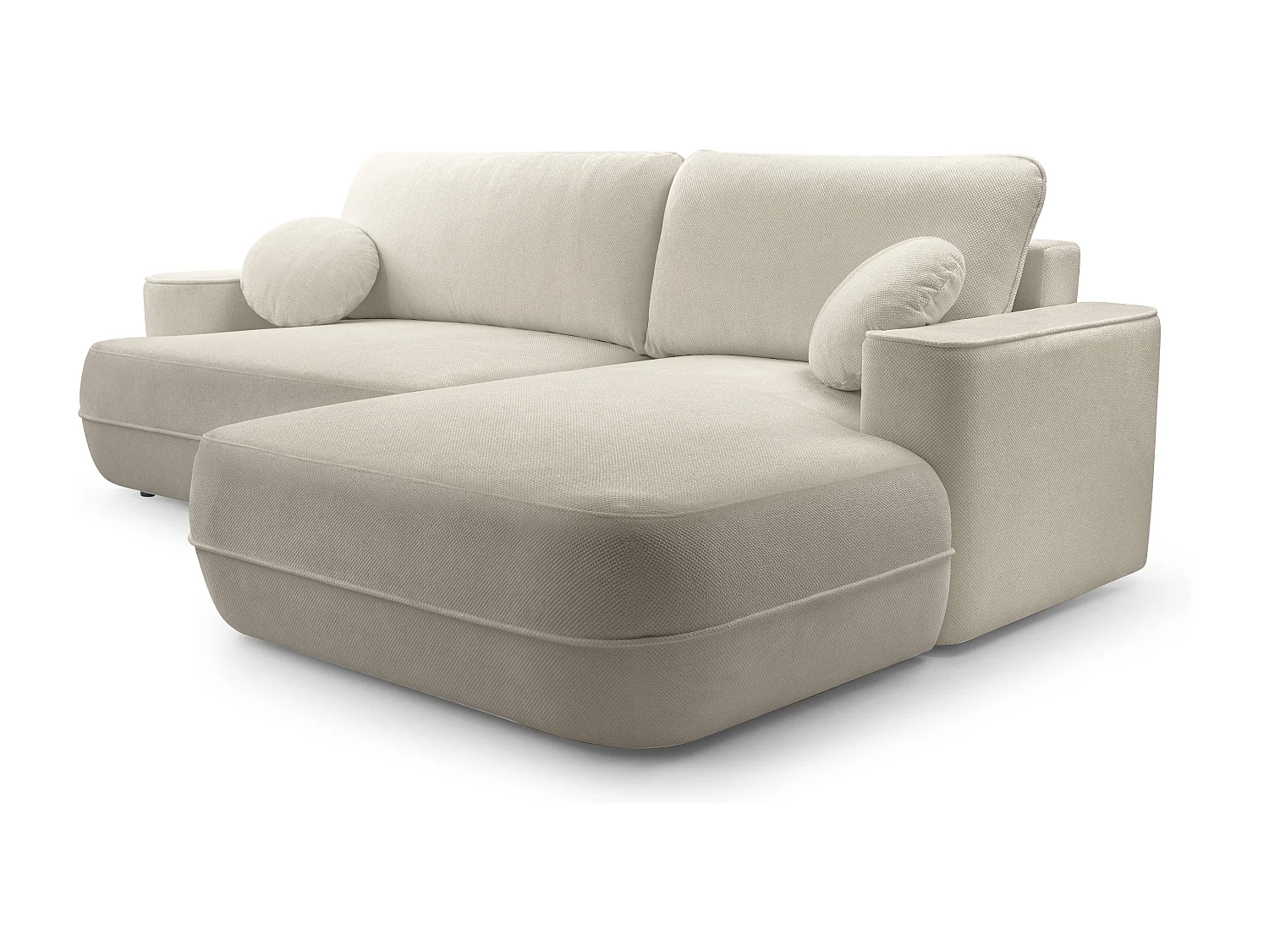 AX LIVING Ecksofa beige mit Schlaffunktion Peoni 267 cm breit modern R