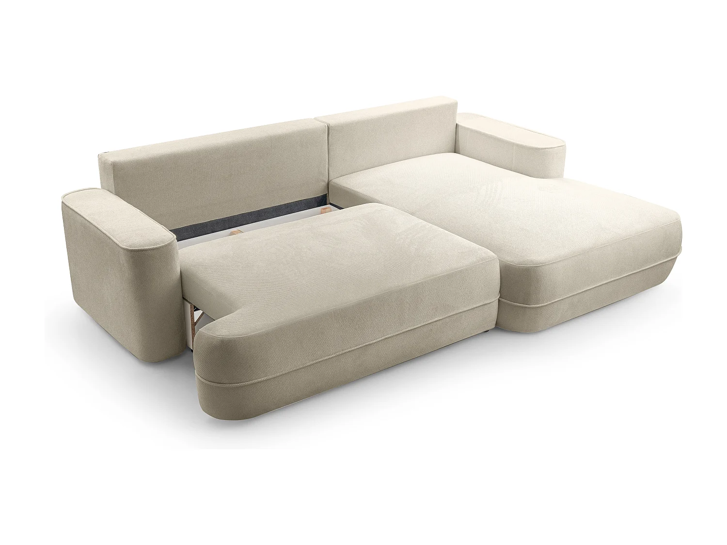 AX LIVING Ecksofa beige mit Schlaffunktion Peoni 267 cm breit modern R