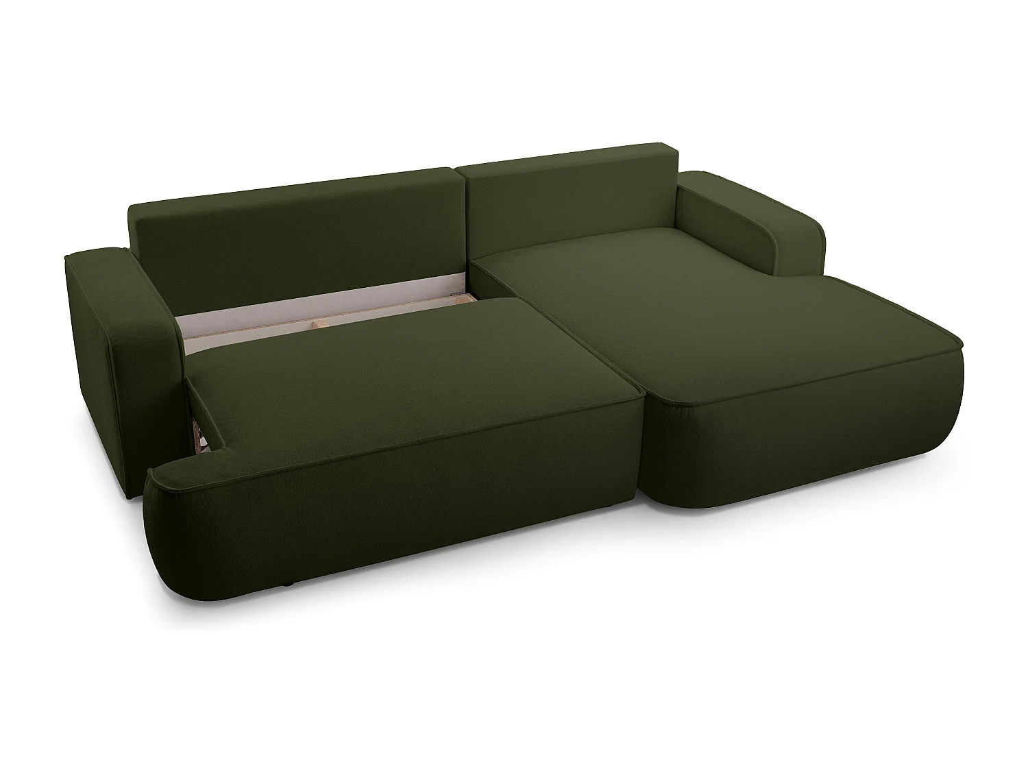 AX LIVING Canapé en L avec fonction lit Ablia 267 cm vert foncé D