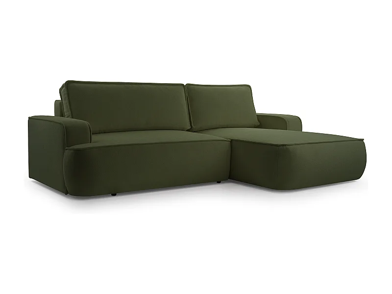AX LIVING Canapé en L avec fonction lit Ablia 267 cm vert foncé D