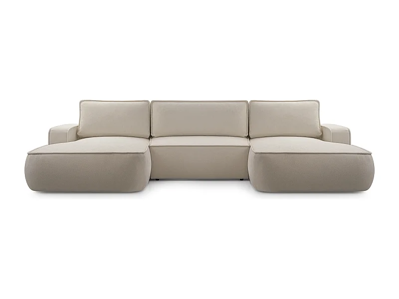 AX LIVING Canapé en U avec fonction lit Ablia 364 cm beige