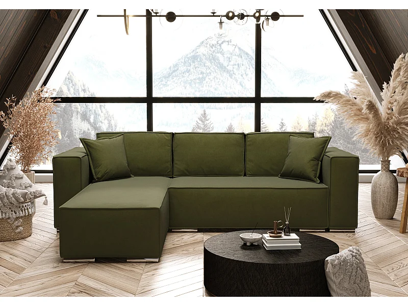AX LIVING Grün Ecksofa mit Schlaffunktion Vinoria L-Form 255 cm L
