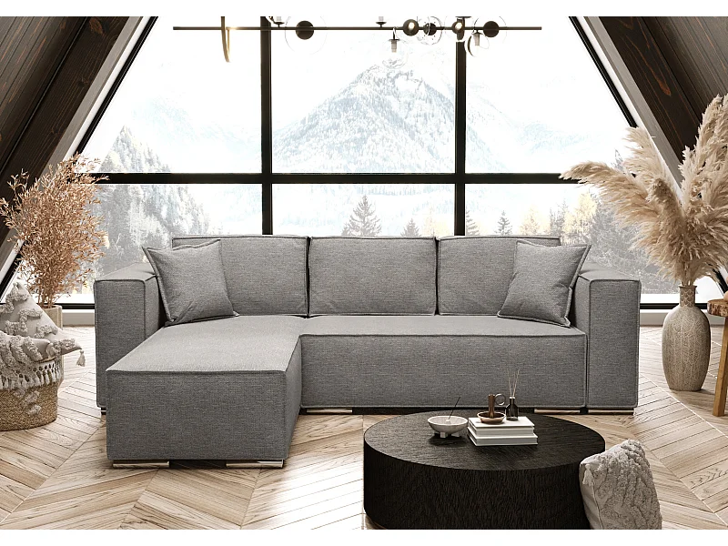 AX LIVING Hellgrau Ecksofa mit Schlaffunktion Vinoria L-Form 255 cm L