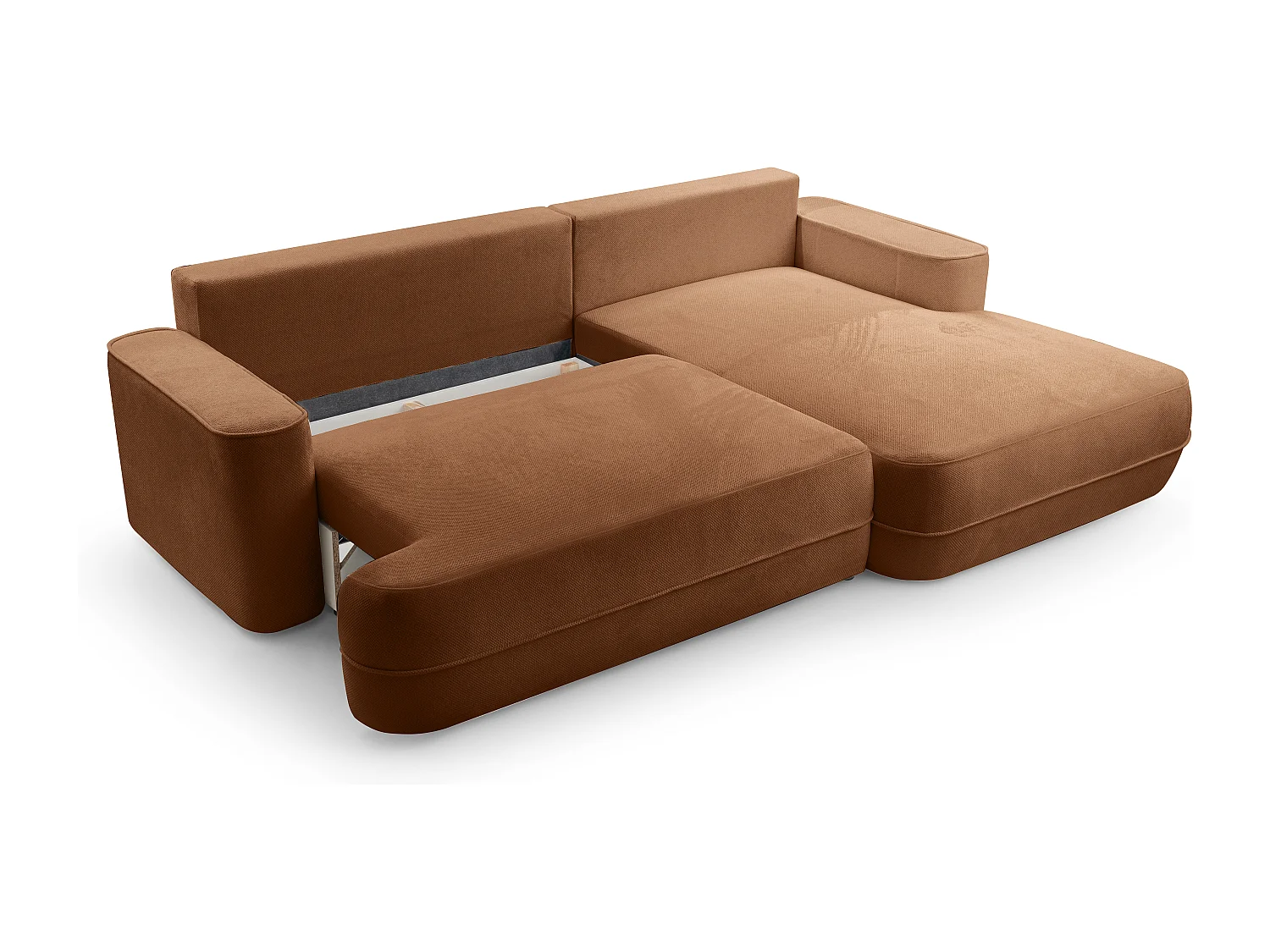 AX LIVING Ecksofa mit Schlaffunktion Peoni 267cm kupferfarbener Stil R