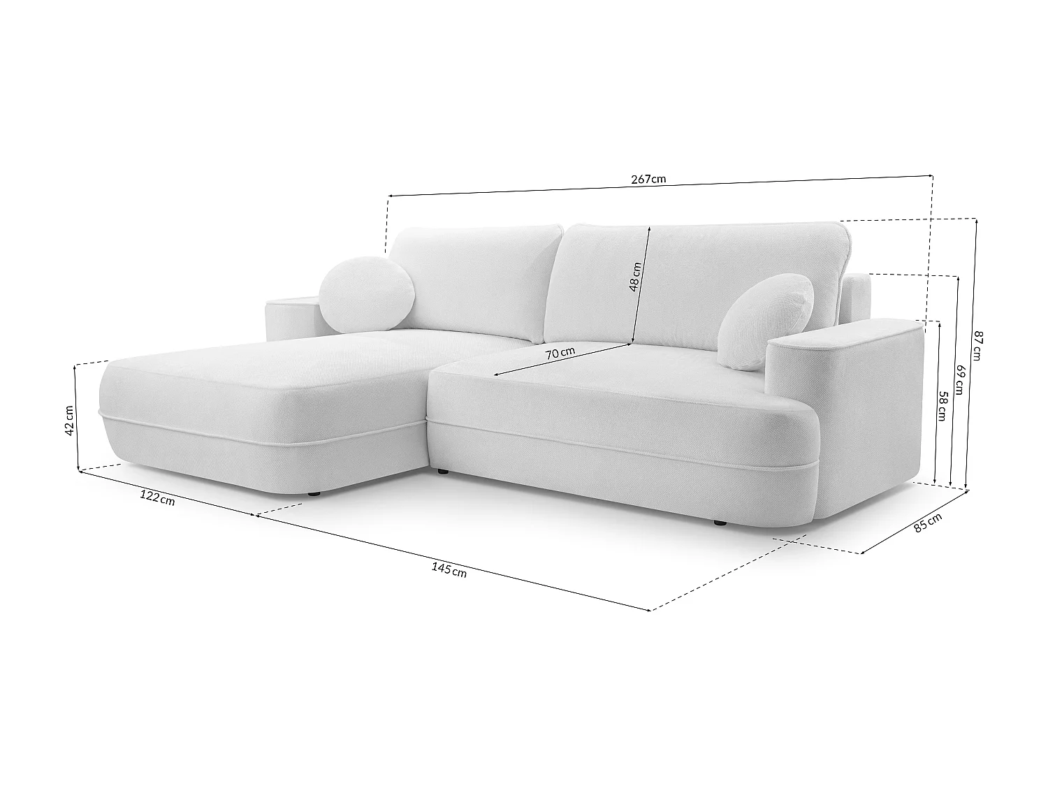 AX LIVING Ecksofa mit Schlaffunktion Peoni 267cm kupferfarbener Stil R