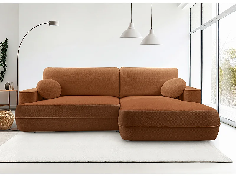 AX LIVING Canapé d’angle avec fonction lit Peoni 267cm style cuivré D